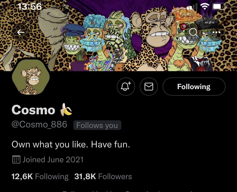 Waow @Cosmo_886 followed me 🔥🐆👀