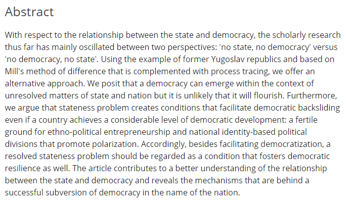 n_nationalism's tweet photo. Our latest #earlyview article is "Stateness and democratic backsliding in the former Yugoslavia: How political actors subvert democracy in the name of the nation" by Filip Milacic - take a read now at https://t.co/4J833JDTD0 https://t.co/Dl2ByggExN