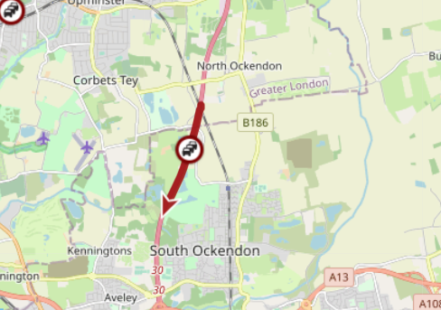 Essex_Travel's tweet photo. M25 clockwise – one lane closed between J29 (A127) and J30 (A13) for a lorry to change a tyre – traffic slow on approach. https://t.co/vuOSwNH6HE