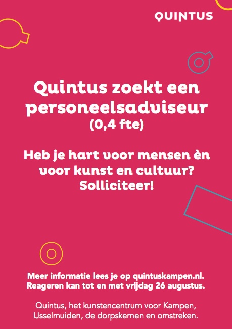 We hebben een vacature voor een personeelsadviseur! Reageren kan t/m vrijdag 26 aug. Is deze vacature je op het lijf geschreven of ken je iemand? Voor alle ins &amp; outs: quintuskampen.nl/vacature-perso…
Delen vinden we fijn!😀
#kampen #personeelsadviseur #quintuskampen