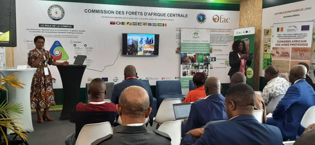 sotouksi's tweet photo. Congrés des Aires Protégées 
J4:  la présentation de Mme la coordinatrice du Reséau des Femmes africaines dans le Développement Durable sur le thème: le leadership feminin dans la gestion des aires protégées un défi en Afrique. 
@ApefProgramme @UICN_PACO @BremeBarka @nehemie_k https://t.co/ewpBBURZ5z