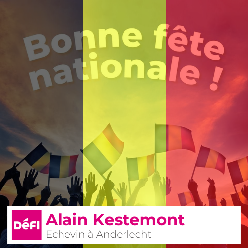 AlainKestemont's tweet photo. En ma qualité d'Echevin @defi_eu Anderlecht, je vous souhaite à toutes et tous une Joyeuse Fête nationale ! 🇧🇪 #nationalbelgiumday https://t.co/dnlUDpmkVc