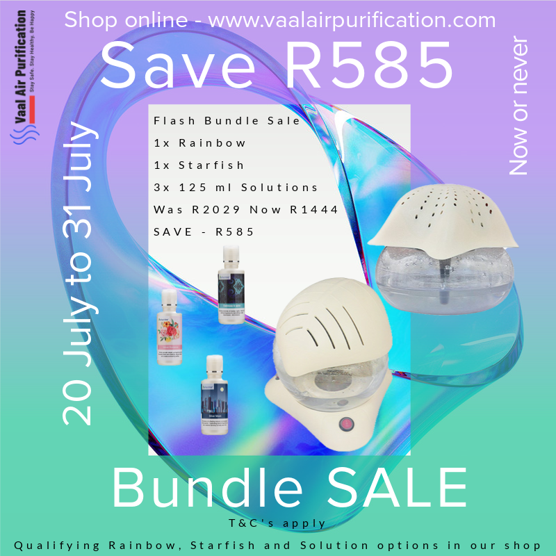 VaalAirPurifica's tweet photo. https://t.co/0HQwS0Lr8d | Flash Sale | 20 July to 31 July
Save R585 on our Air Purifier bundle. Excellent to get rid of those unwanted smells in your home or office, while purifying the air. Shop now to avoid disappointment...
https://t.co/KHzOOW9Kwu
#flashsale #sale #airpurifier https://t.co/yYzRkH0ci8