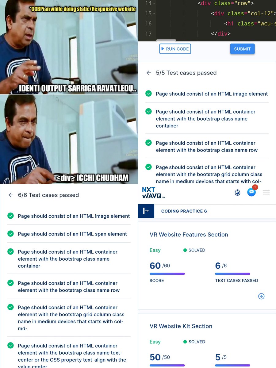 chandukuruvaa's tweet photo. Hello Folks ☺️

As a part of #independencedaymegachallenge I had Completed My Developing Layouts > Coding Practice 6 👨‍💻

Thanks to @rahulattuluri  @sashankreddy07 @girishakash13 and @nxtwave_tech 😇

#1hourofcode #responsivewebsite #vrwebsite #consistency #ccbphour #ccbpacademy https://t.co/DSWF1r3hxa