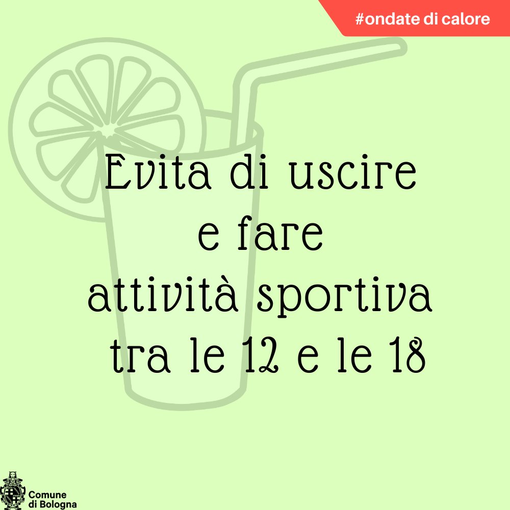 comunebologna's tweet photo. 🟡 Allerta gialla per caldo☀️ 🌡️ oggi a #Bologna con temperature  intorno ai 38°
📞attivo numero verde 800 562110 per le persone anziane, fragili e chi ha bisogno 
🌡️ evitare di uscire e fare sport nelle ore più calde (tra le 12 e le 18)
👉https://t.co/P0hqs0TjzT #OndatediCalore https://t.co/aJj0ANGgEl