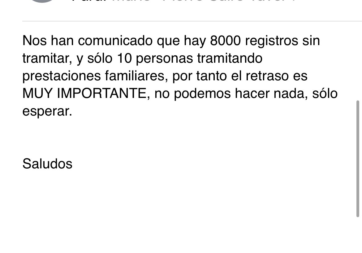 PierreCaire's tweet photo. En febrero recibí carta @info_TGSS q se suspendía la prestación por hijo a carga por vencimiento discapacidad.
En plazo presentó nuevo certificado permanente, al llegar junio no recibí la prestación. Pido cita telefónica, me indican enviar el dosier por mail
responden esto 👇🏼 https://t.co/peTNXVu6g8