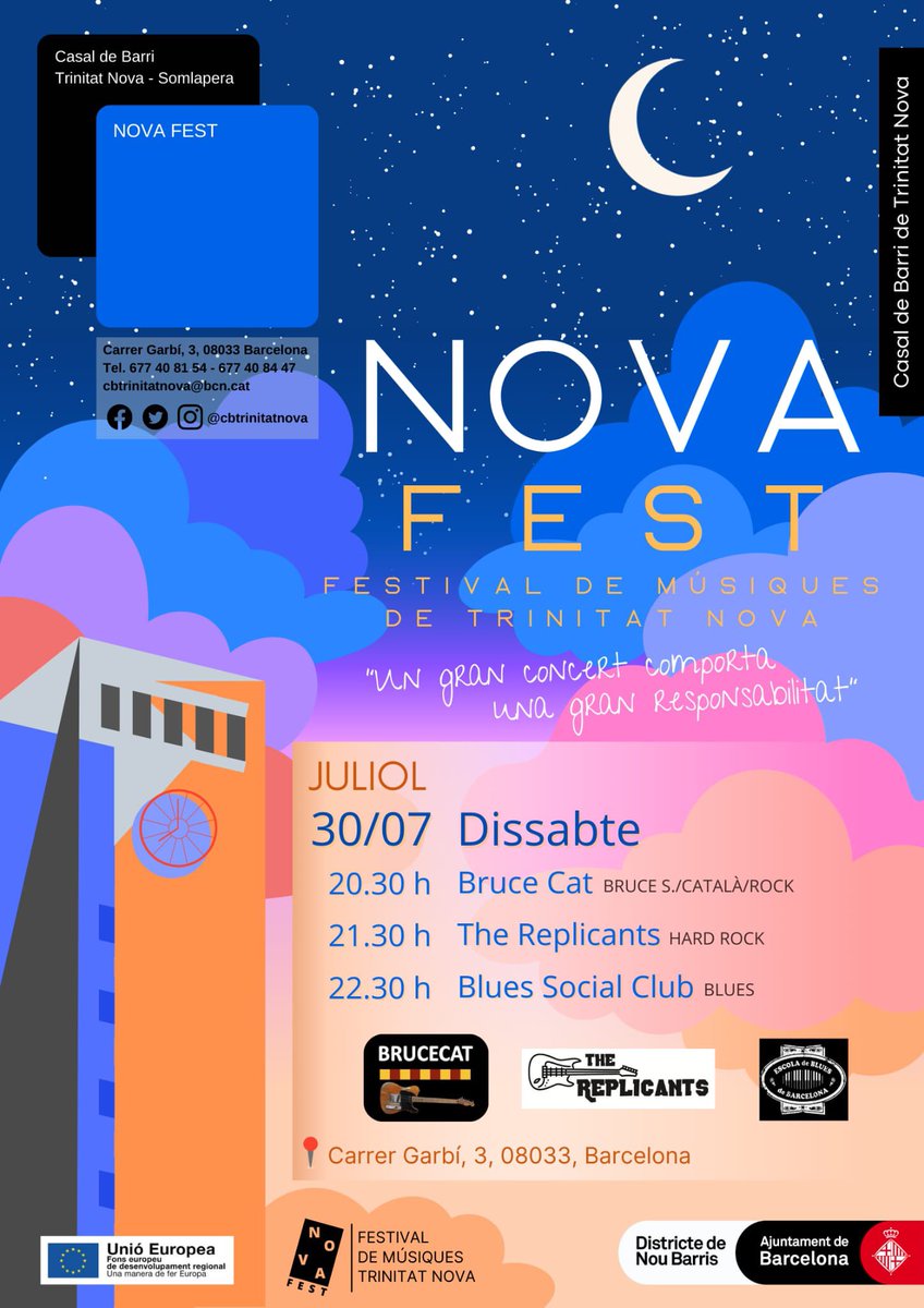 BruceCat_'s tweet photo. Ens veiem el proper dissabte 30/7 al @cbtrinitatnova #Música en directe i #nit 
d’ #estiu !!!
#brucespringsteen #springsteen #brucecat #TrinitatNova #bcnlovebruce #català #barcelona #noubarris #nitdestiu #estreetband https://t.co/zGTsSRTW5j