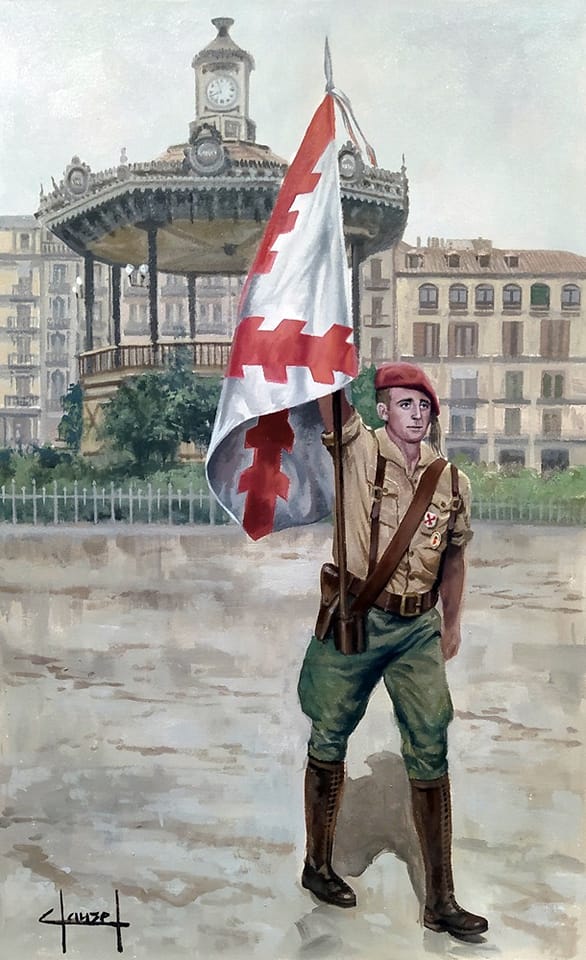 ArtClauzel's tweet image. Boceto al óleo sobre papel arches, del pintor Jose Ferre Clauzel
Abanderado Carlista - segunda compañia del TERCIO DE LÁCAR.
Plaza del Castillo ( Pamplona - Navarra).
18 de julio 1936.