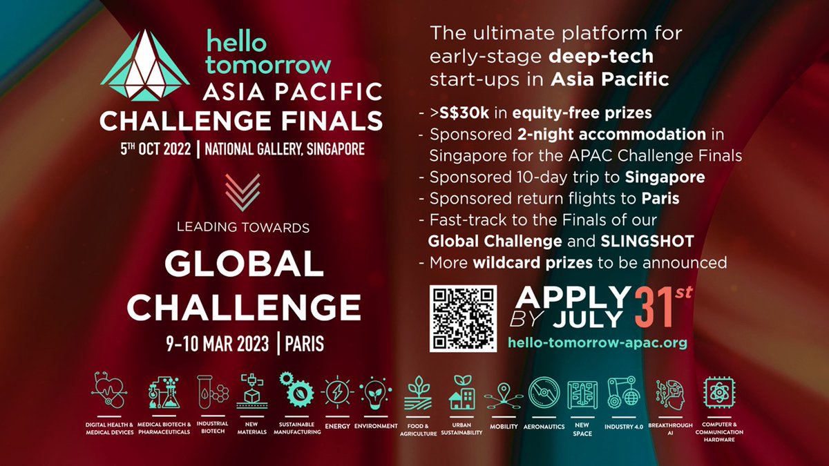 namicsg's tweet image. The Hello Tomorrow APAC Challenge deadline has just been extended till 31st July. A single application qualifies your project/ start-up for both the APAC Challenge and the Global Challenge.

Apply now: bit.ly/3aqgxvu

#HTGlobalChallenge #AdditiveManufacturing #3Dprinting