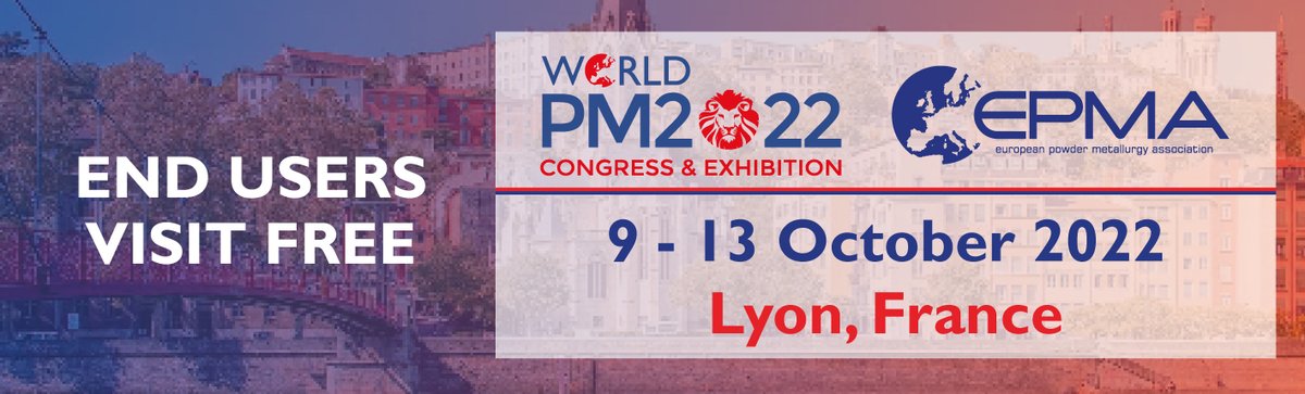 Visit this year's #WorldPM2022 Exhibition for free! #PowderMetallurgy End Users can network with the entire Global PM supply chain without charge - simply apply here and join us in Lyon this October: ow.ly/t7yp50JZgTH