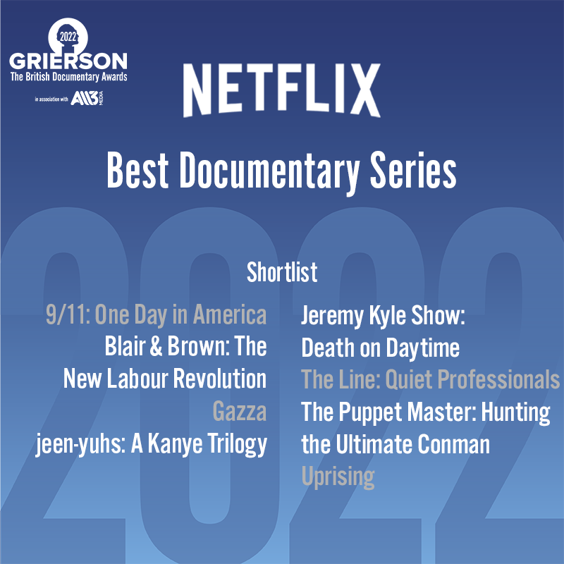 #GriersonAwards shortlisted entries for <a href="/NetflixUK/">Netflix UK & Ireland</a> Best Documentary Series bit.ly/3AXoPpp