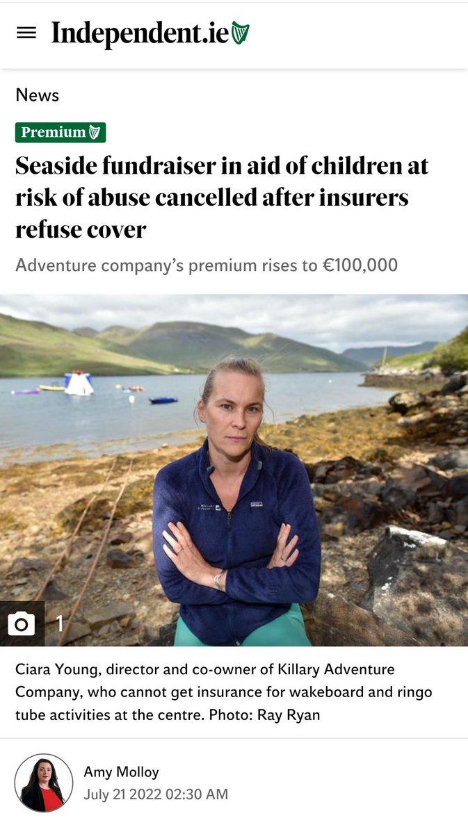In Connemara, adventure tourism offering diminished, major fundraising event cancelled due to lack of insurance. Omey Races also cancelled.

How can rural Ireland thrive if it can't get insured?

#InsuranceReform 

independent.ie/irish-news/new… <a href="/AmyMolloyIndo/">Amy Molloy</a> <a href="/cathmartingreen/">Catherine Martin</a>