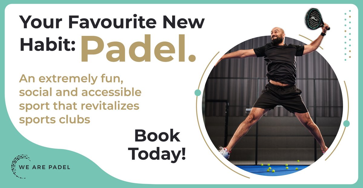 Let us introduce you to your new favourite habit: Padel! 👊

With the right amount of challenge for every age and ability, Padel is a sport that everyone can enjoy! 

Book your next session here: 
playtomic.io/we-are-padel-d… 

#padeluk #padelinuk #padelcourts #lovepadel #padel