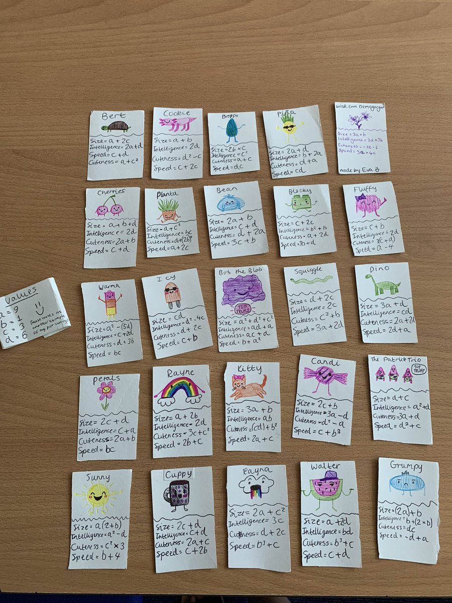 #AlgebraTopTrumps designed and made by one of our amazing Y7 students for the class to use #loveofmaths #FHESMaths #teamFHES