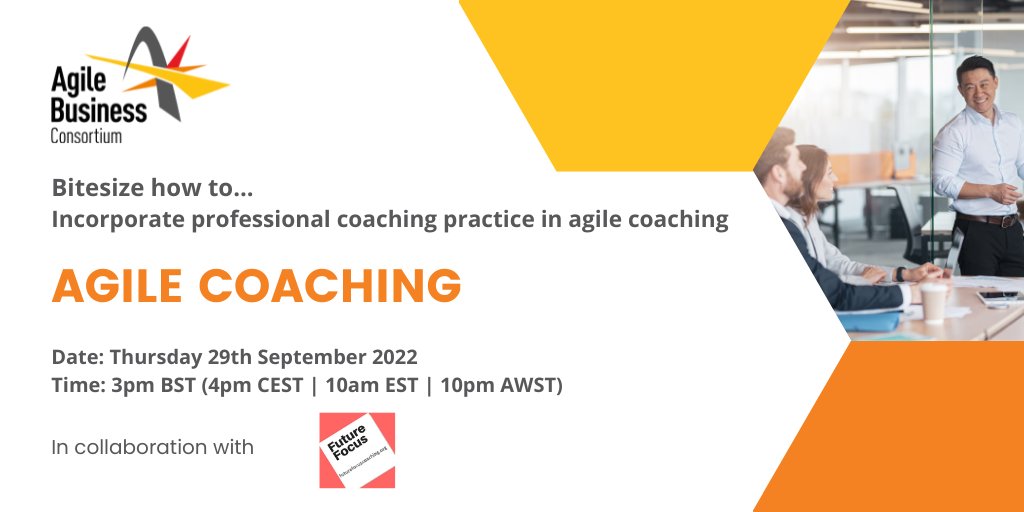 Agile_Biz's tweet image. 🤩 We are excited to announce our next bite-sized event &quot;how to incorporate professional coaching practice in agile coaching&quot; with @LauraReTurner from @FutureFocusCD
29th September at 3pm BST

👇 Sign up 👇
agilebusiness.org/events/EventDe…

#coachingagile #agiledevelopment