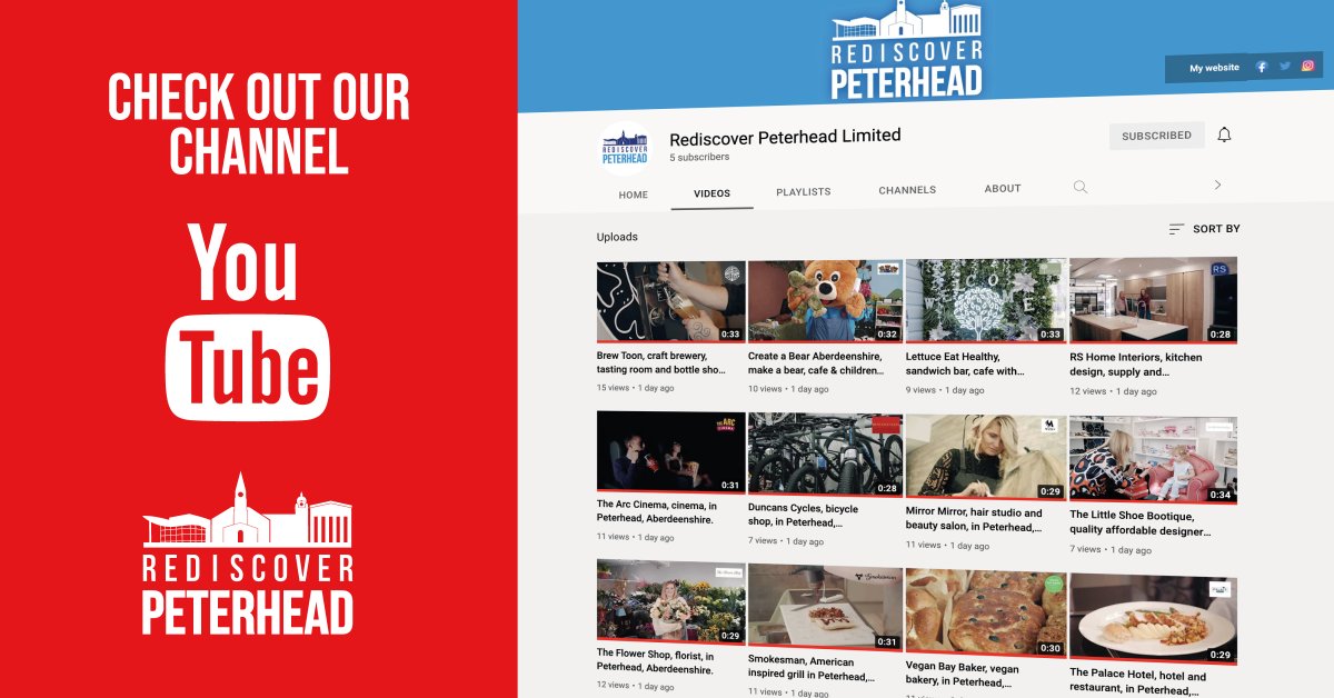 🎬
Did you know that Rediscover Peterhead <a href="/rediscoverphd/">RediscoverPeterhead</a> have a YouTube channel, where you can watch their recent town centre promo video, alongside the extended footage on each of the businesses who appeared within the promo.

>>>
youtube.com/channel/UCzo26…

#RediscoverPeterhead