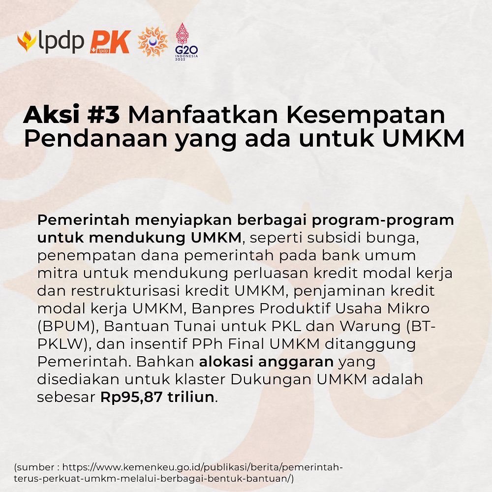 TDanielH's tweet photo. Semangat hari Kamis Sobat Tala!

Guna memaksimalkan UMKM dan kontribusinya terhadap Indonesia, salah satu solusi yang bisa dilakukan adalah dengan memperhatikan dari sisi pendanaan. Bagaimana cara kita memanfaatkan pendanaan untuk UMKM? Simak post kita yuk!

@lpdp_ri @pk189lpdp https://t.co/8MhEq1A5jG
