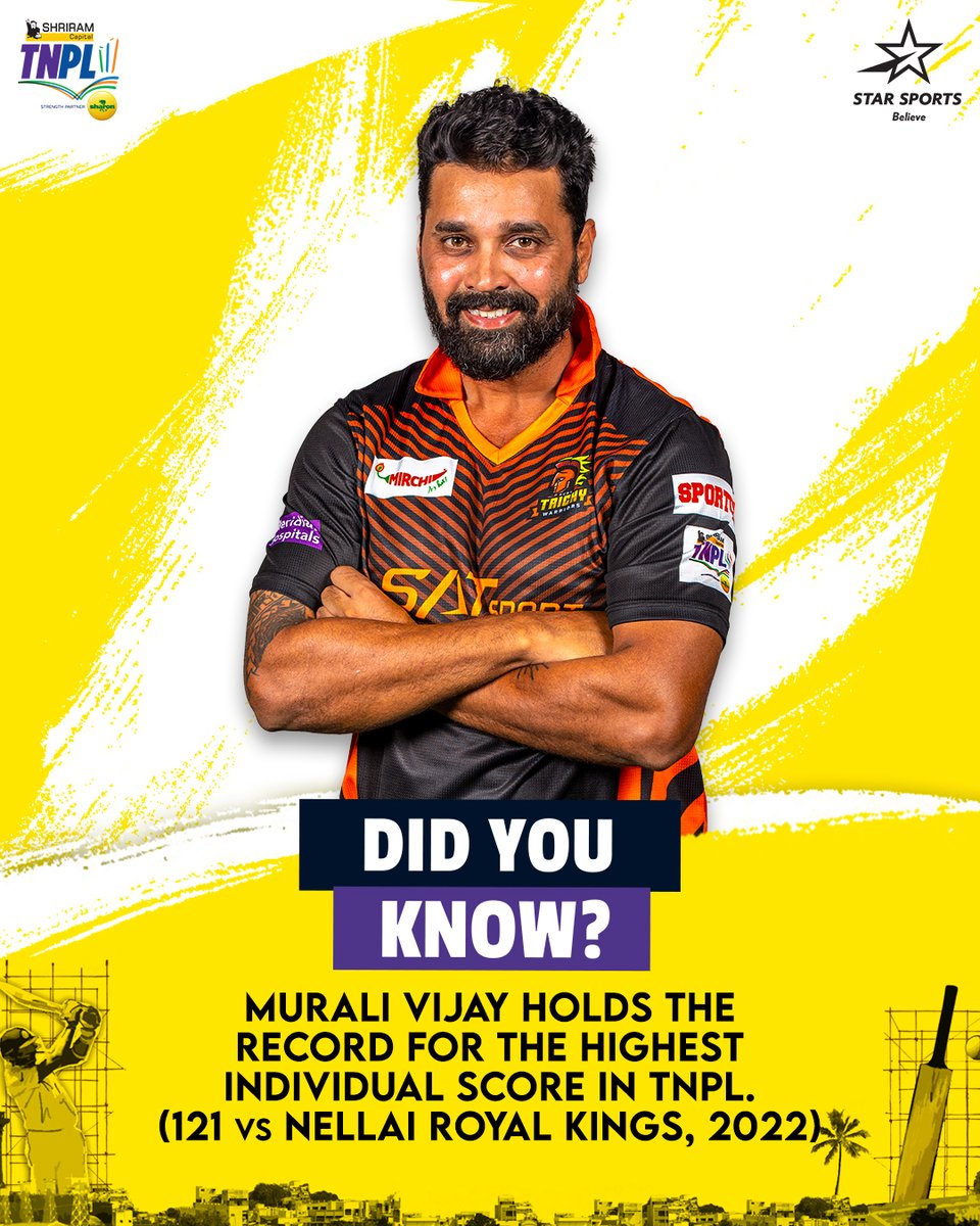 StarSportsIndia's tweet photo. .@mvj888 is back to make the bowlers 🕺 to his 🎶!
Will he continue his 🔥 form? Watch him LIVE in action in tonight's #SSvRTW ⚔️.
@TNPremierLeague | Tonight, 7:15 PM onwards | Star Sports 2/2HD
#TNPL2022 #NammaOoruNammaGethu https://t.co/E0G8XCCNag