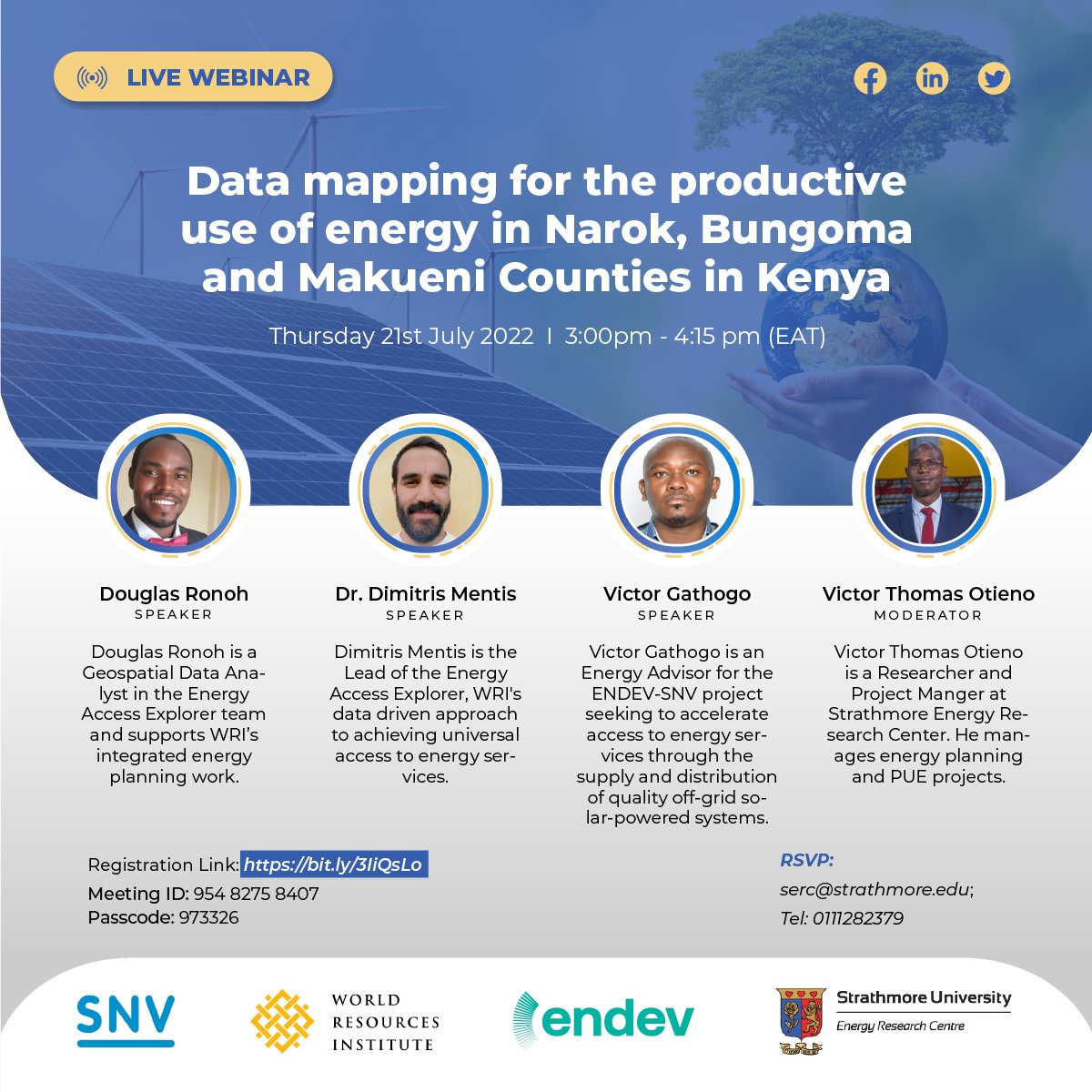 su_serc's tweet photo. In less than 4⃣ hours @su_serc, @SNV_Kenya and @WRIafrica will be discussing a data-driven approach for identifying priority areas for productive uses of energy (PUE) interventions with experiences from 3⃣ counties.

For more details https://t.co/XJ7Rg4FG1k
#PUE https://t.co/TzOgmugTP7
