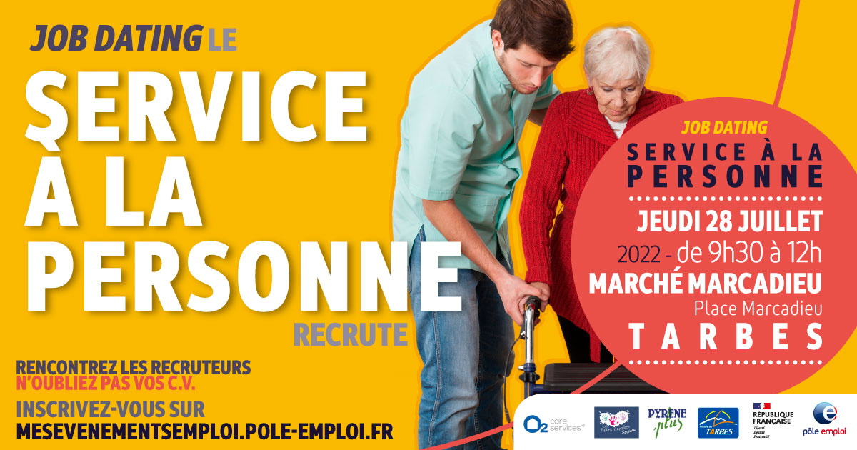 ChrisNadalPE's tweet photo. 🚨 Job Dating🚨 jeudi 28 juillet de 9h30 à 12h
Venez découvrir les métiers du service à la personne (aide à domicile, garde d'enfants, ...) et rencontrer des employeurs sur le marché #Marcadieu.
@MairieTarbes
Inscriptions➡️ https://t.co/uU5rFb8k3Z
N'oubliez pas vos CV!
#Occitanie https://t.co/4nDQpMxzgR