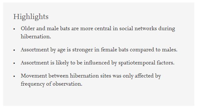 'Social networks of the greater horseshoe bat during the hibernation season: a landscape-scale case study'. A study by @Domhnallfinch, Henry Schofield, @JoshAFirth and @MathewsFiona sciencedirect.com/science/articl… #bat #connectivity #diseasetransmission #socialnetworkanalysis