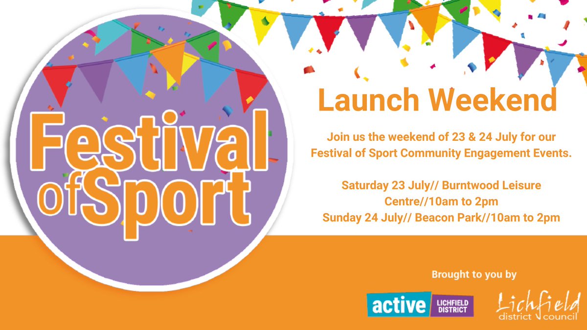 ActiveLichfield's tweet photo. Join us this weekend for our #FestivalofSport Community Engagement Events.

You’ll have the opportunity to try taster activities from the programme and get a feel for what the festival is all about. https://t.co/6WRpy4TNtr