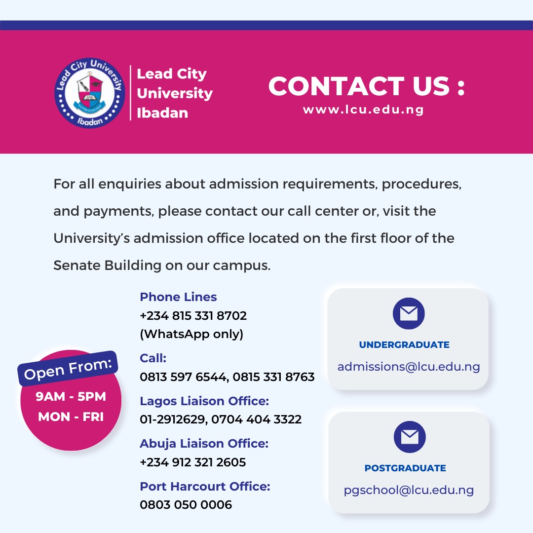 DeborahAdejobi's tweet photo. #2022admission
#lcu
#leadcityuniversity
#knowledgeforselfreliance
#ireplcu https://t.co/J2hIqwnyIO