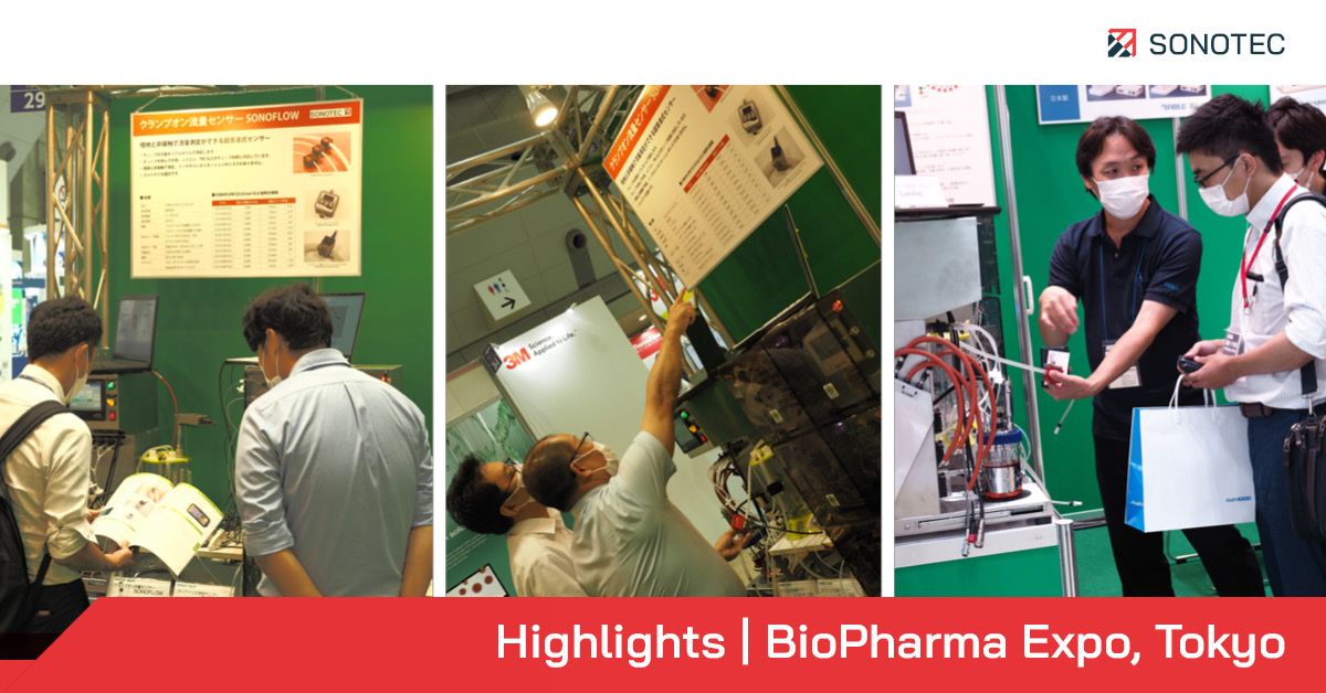 SONOTEC's tweet image. Our partner BIOTT showcased our product range for non-invasive fluid monitoring at #BioPharma Expo in Tokyo, Japan, July 13-15, 2022. Our partner presented #SONOFLOW flow meters and #SONOCHECK air bubble detectors at their booth. Thank you, BIOTT, for the great presentation.