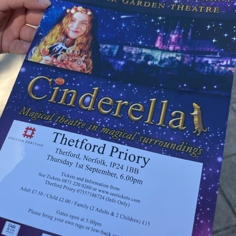 Have you booked your tickets yet for Cinderella, taking place at the #Thetford Priory on 1 Sept? Family tickets are available #BookNow via chapterhouse.org