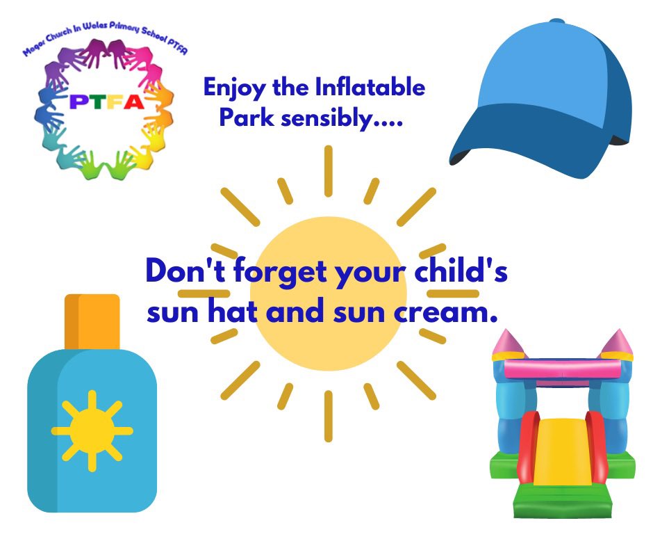 MagorSchoolPTFA's tweet image. A glorious day for inflatable park play ☀️ 

Don’t forget a sun hat 🧢 sun cream🧴and socks 🧦 for later  #StaySafeAndHaveFun