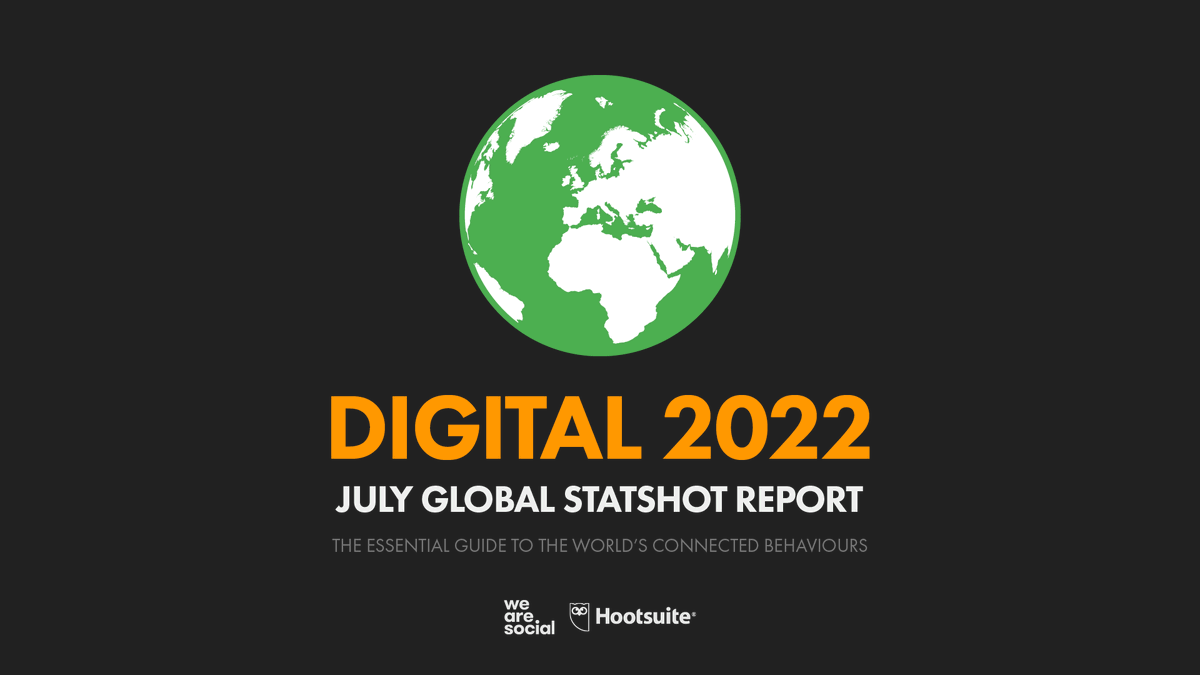 eskimon's tweet photo. JUST PUBLISHED: our new #Digital2022 July Global Statshot Report is ready to read now (for free!) over on @DataReportal: https://t.co/H9Jh8Ccqlv
Top stories this quarter:
▫️ Time spent on social platforms
▫️ Digital news habits
▫️ New #TikTok milestone
@wearesocial @hootsuite https://t.co/LT2at6oxWD