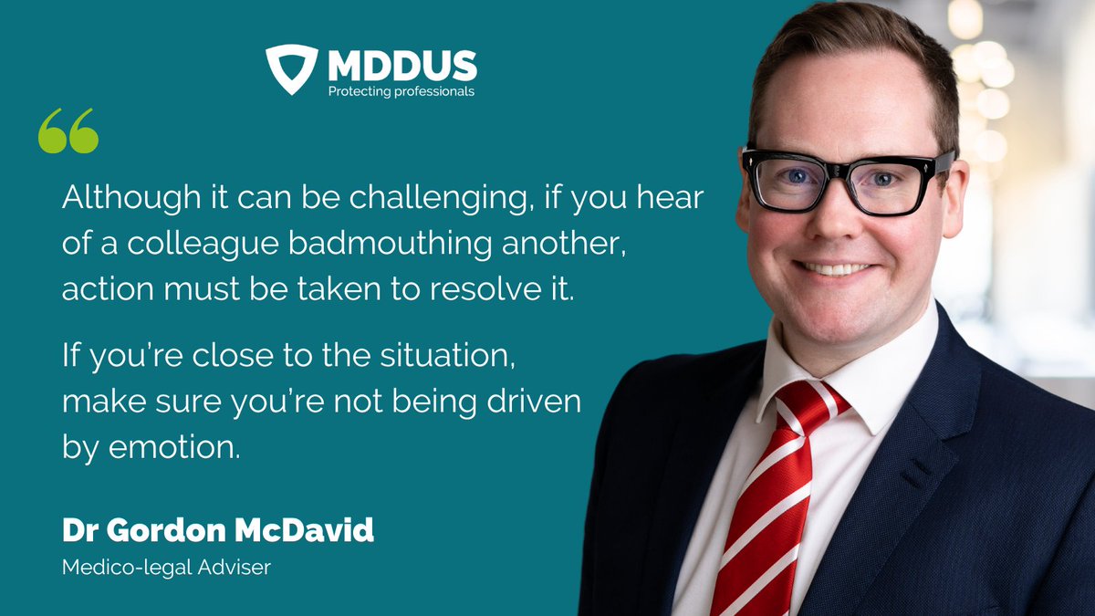 How do you deal with a junior colleague bad mouthing a senior? 

Medico-legal adviser Dr <a href="/GordonMcDavid/">Gordon McDavid</a> spoke to <a href="/AdeleWatersRx/">Adele Waters</a> <a href="/bmj_latest/">The BMJ</a> about how he'd tackle the situation