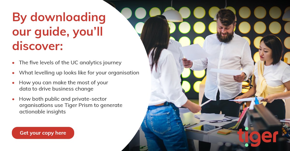 We’re excited to launch our latest resource – ‘A guide to levelling up your UC analytics’.

Get your copy, here: tiger.io/resources/a-gu…

#UCAnalytics #Data #DataAnalytics #UnifiedCommunications #WorkplaceData #FreeGuide #Technology