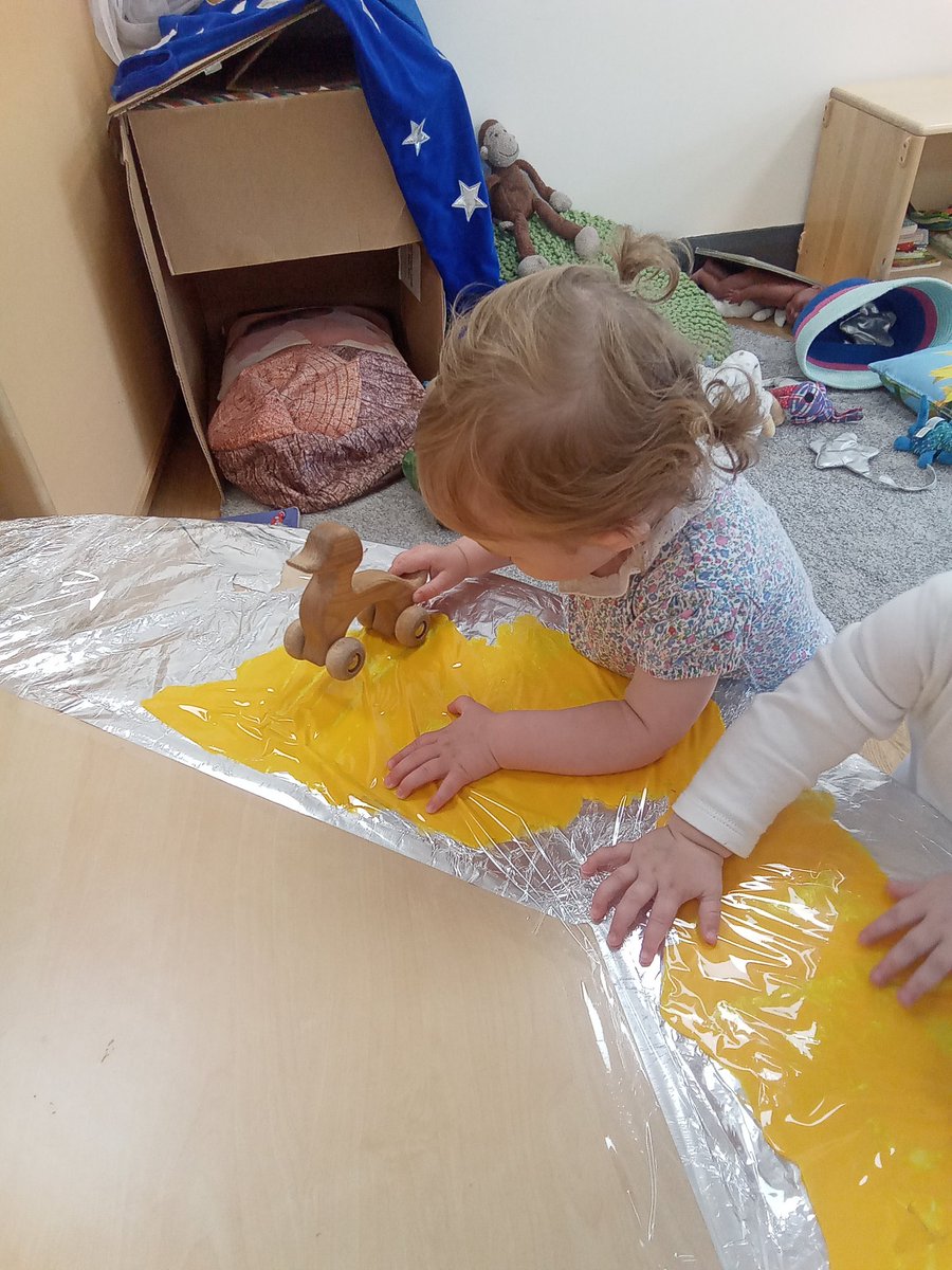AshbridgeMaxy's tweet photo. For transport week this week we have been mark making in paint using car wheels #Brumbrum #Markmaking #Funwithpaint #Snowdrops https://t.co/Y1Vkzksnqz