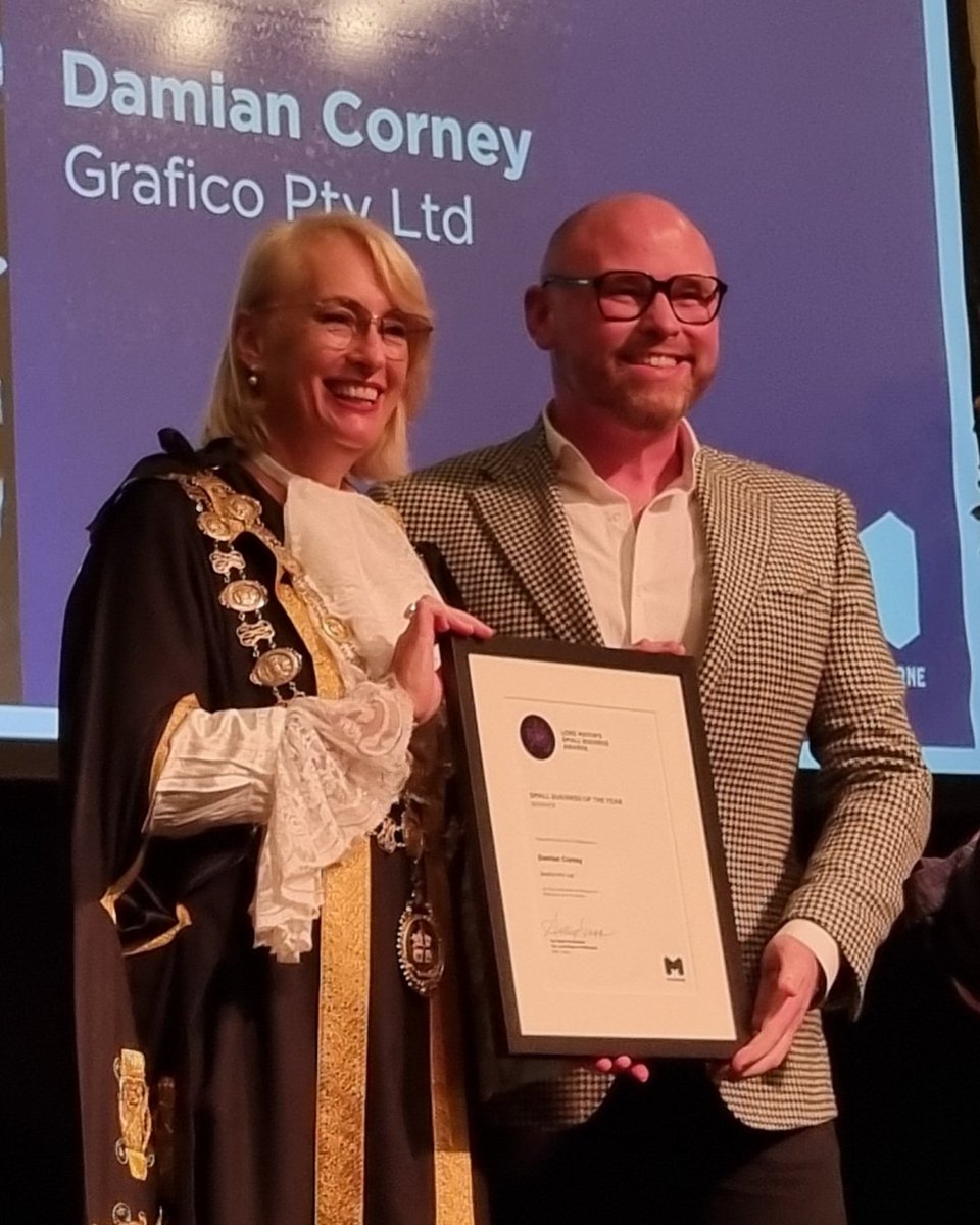 kazsobels's tweet photo. It was so energising to help judge the @LordMayorMelb  Small Business Awards. Congratulations to winner Grafico @damian_corney  and all the fabulous finalists. #smallbusiness #VCCI @cityofmelbourne https://t.co/YT521yPcmg