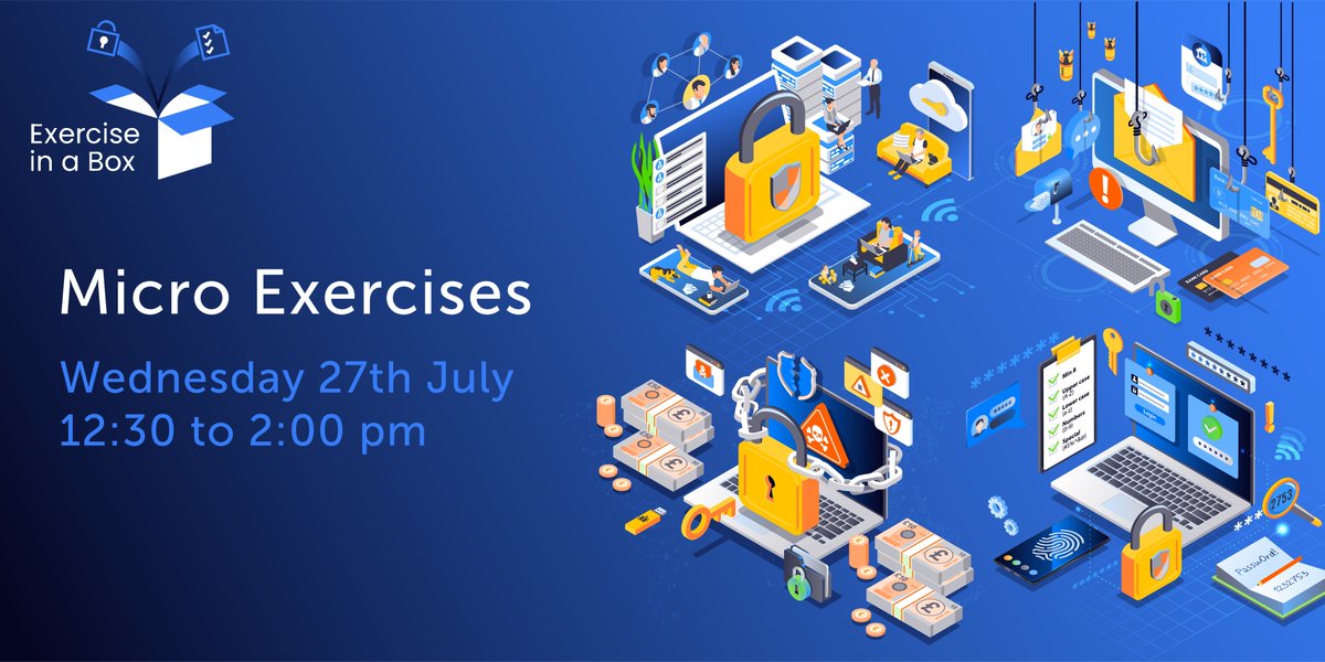 cyberfraudcen's tweet photo. Join our last #CyberExercising session of the summer!
Unfortunately, as we begin to wind down for summer holidays, cybercriminals do not.
The best way to prepare your organisation against cyber attacks- Sign-up for Exercise in a Box virtual session 27/07-https://t.co/vvriLZj4g1 https://t.co/o2q42AAETi