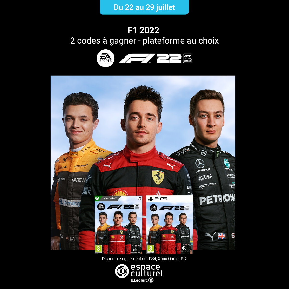 Leclerc_JV's tweet image. Avant de participer au Grand Prix il va falloir participer à notre #concours pour tenter de remporter #F122 🏎️
2 codes à gagner🎁
TAS 29.07⏱️

RT + Follow @Leclerc_JV 

Disponible ici▶️bit.ly/3MFKnJO
Règlement▶️bit.ly/3z0g4IN