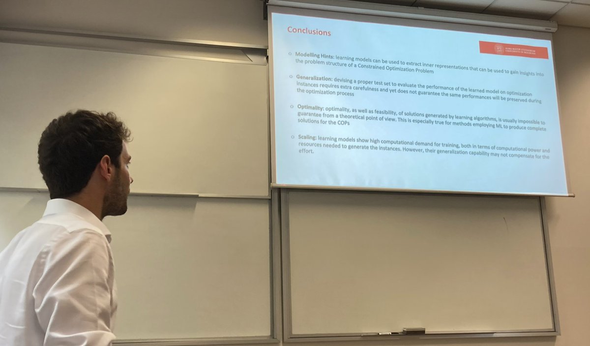 OptitSrl's tweet image. Congratulazioni a Fabrizio Detassis e alla sua tesi di dottorato su #MachineLearning, #ConstrainedOptimization, un nuovo potente algoritmo #MovingTargets e alcune applicazioni reali che ha trovato lavorando in Optit. @MichelaMilano1 @OR_Unibo #OR #optimization #AdvancedAnalytics