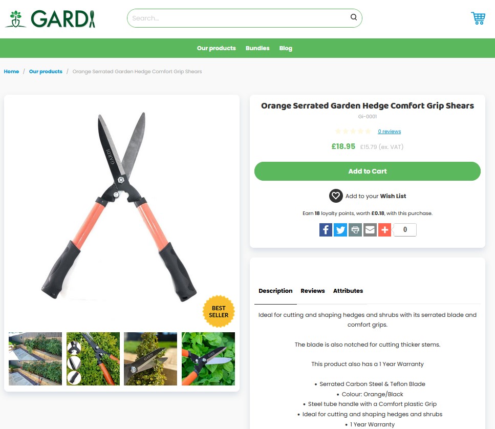 Have you seen our #garden ##shears ?
Perfect for trimming #plants &amp; #bushes including the thick stems as it has a notch for dealing with them.
Order yours today, save with code 'SHEARS' until the 31st July and receive them in time for the weekend.

gardigardening.co.uk