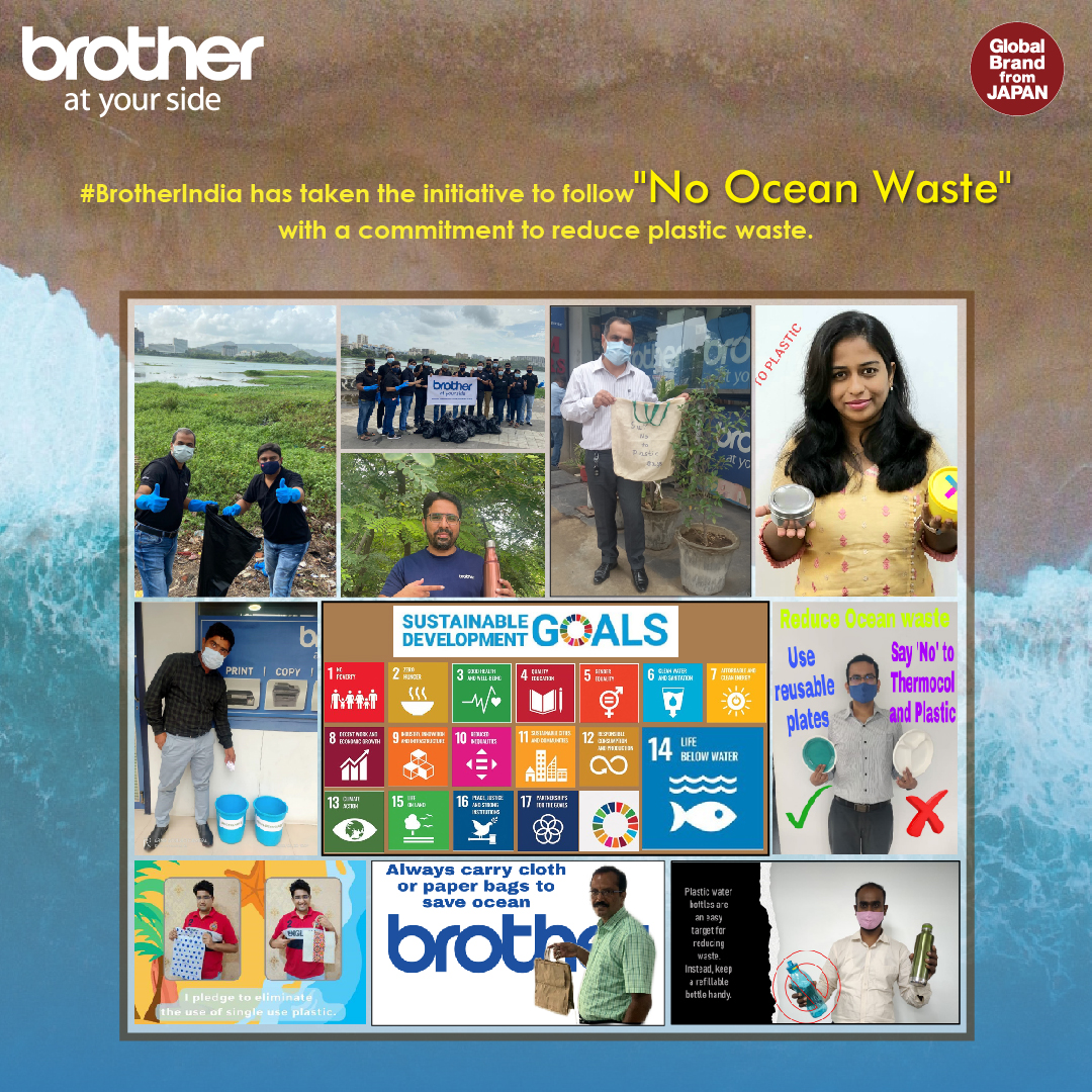 brotherindia's tweet photo. #NoOceanWaste is one of the Brother Group's Environmental Action Plan for FY 2022.
#BrotherIndia and its employees pledged to reduce plastic waste for the month of June 2022.
#Brother #SaveOurOceans #SDG #SDGLifeBelowWater #EnvironmentVision2050
#BrotherAtYourSide #Brother https://t.co/FPZCdWLyZ3
