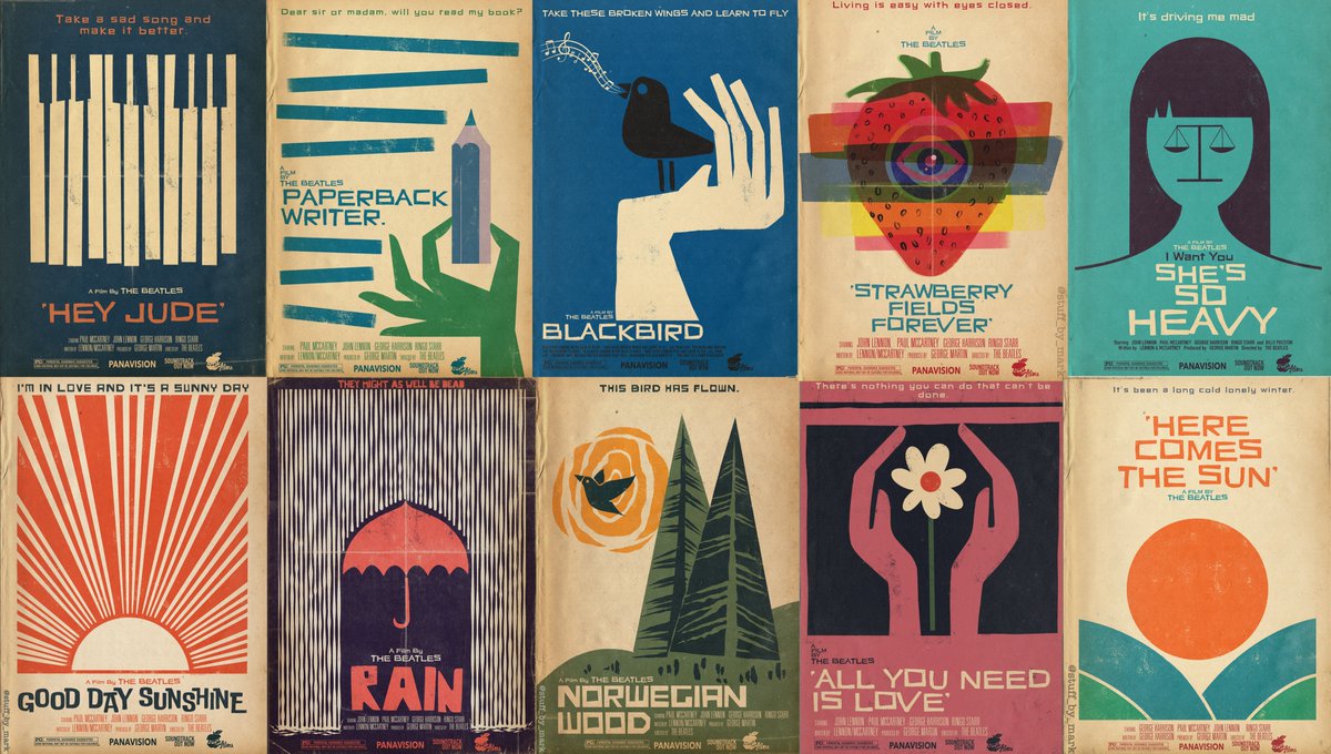 A recap of the 'Beatles songs as old film posters' series that I've dipping in and out of over the last few months.
