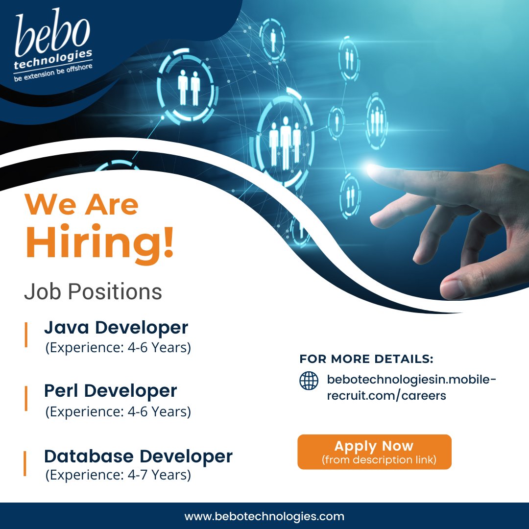 bebotechchd's tweet image. Gem leaders, like you, know that real success stems from embracing new challenges. Are you ready to take the next step? @bebotechnologies is Hiring!!! Build your success with us
Apply Here: bit.ly/3ohB9ZZ
#bebotechnologies #javadeveloper #perldeveloper #dbdeveloper