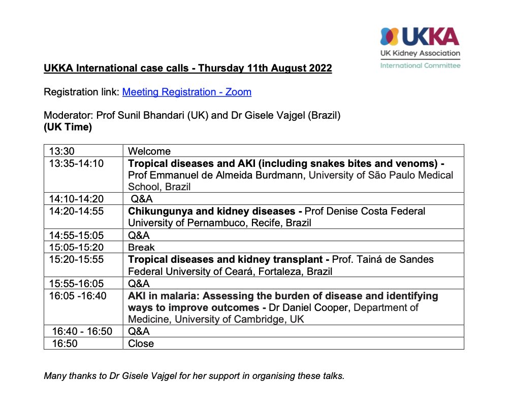 Charlotte Snead (@charlottemsnead) on Twitter photo Very much looking forward to the UKKA International Case Discussion Meeting coming up on Thursday 11th August with colleagues from Brazil. A fantastic line up of talks and speakers! <a href="/UKKidney/">The UK Kidney Association</a> @rasprclub <a href="/heidy_hendra/">Heidy Hendra</a> Registration link below ๐ Very much looking forward to the UKKA International Case Discussion Meeting coming up on Thursday 11th August with colleagues from Brazil. A fantastic line up of talks and speakers! <a href="/UKKidney/">The UK Kidney Association</a> @rasprclub <a href="/heidy_hendra/">Heidy Hendra</a> Registration link below ๐