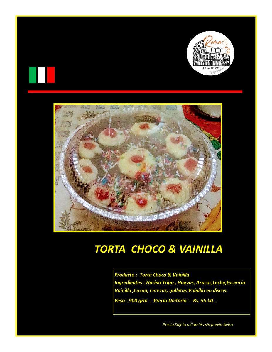 ROMA CAFFE CARACAS. Elaboramos 6 tipos de marquesas de chocolate o crema de vainilla con fresas NO USAMOS MARGARINAS . Solo productos sencillos huevos harina etc y fruta natural.  Inf 0412 586361