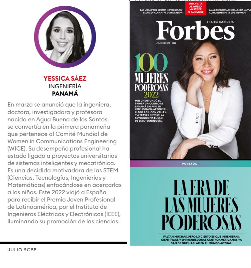 Me siento inmensamente honrada de aparecer en Forbes Centroamérica presentando a las 100 mujeres más poderosas. También es un honor ver a tantas amigas, colegas panameñas y modelos a seguir en este número.

Acceda a la revista Forbes aquí lnkd.in/gmBMY4Mb

#mujerepoderosas