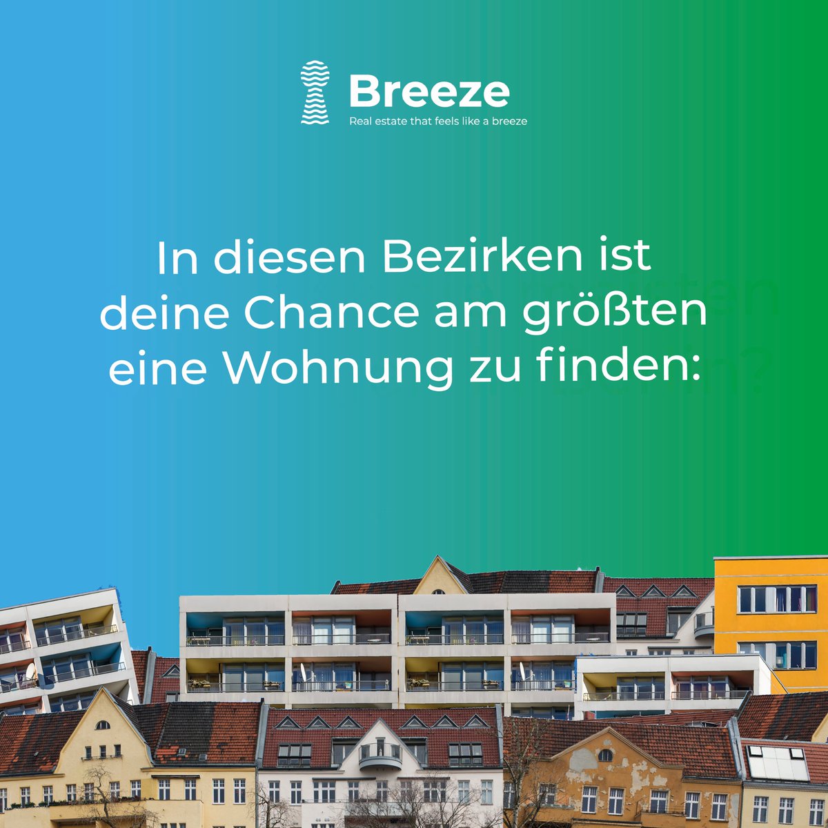 Willst du dich mal wieder in ein neues Umfeld stürzen und neu erfinden?
Wirf dich ins Geschehen der Großstadt mit unserer Hilfe und der einfachen Wohnungsfindung durch unsere Breeze-App.

#berlin #berlincity #wohnung #RealEstate #immobilien