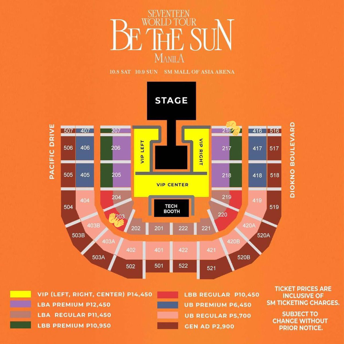 WTB SVT PH

Seventeen World Tour 
Be The Sun in Manila
Day 2 Ticket
LBA Premium 216 OR
LBA Regular 203