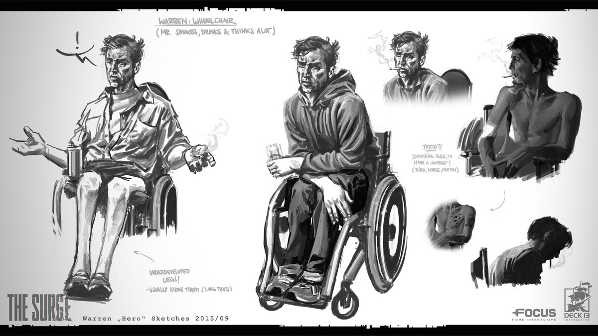 "hero" exploration... still like the wheelchair sketches. 