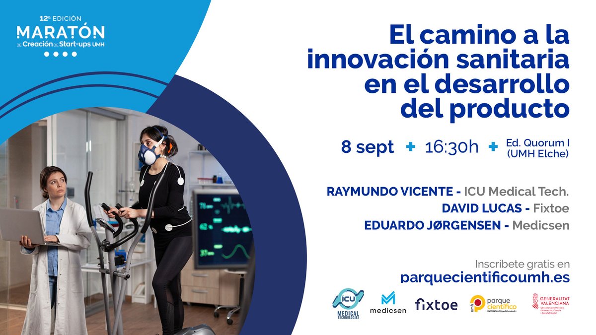 #MaratónUMH | Oportunidad de oro para conocer cómo puedes innovar en el sector de la #salud con el desarrollo de producto con las experiencias emprendedoras de <a href="/MedicalIcu/">ICU Medical Technologies</a>, <a href="/Fixtoe/">Fixtoe Company</a> y <a href="/Medicsen_ES/">MedicSen</a>.

Toda la información e inscripciones gratuitas 📍: bit.ly/MaratónSalud8S… ¡Vente!