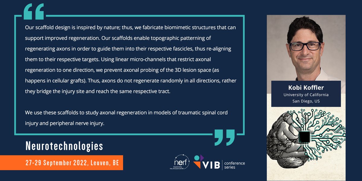 Looking forward to hear about his inspiring research about regeneration in CNS/PNS using biomimetic scaffolds #Neurotech22📢‼️Abstract deadline 27/7, 8 selected speaker slots available bit.ly/3ORnAMm👩‍💼Poster presenters have a chance to win the @NeuroCellPress PosterPrize